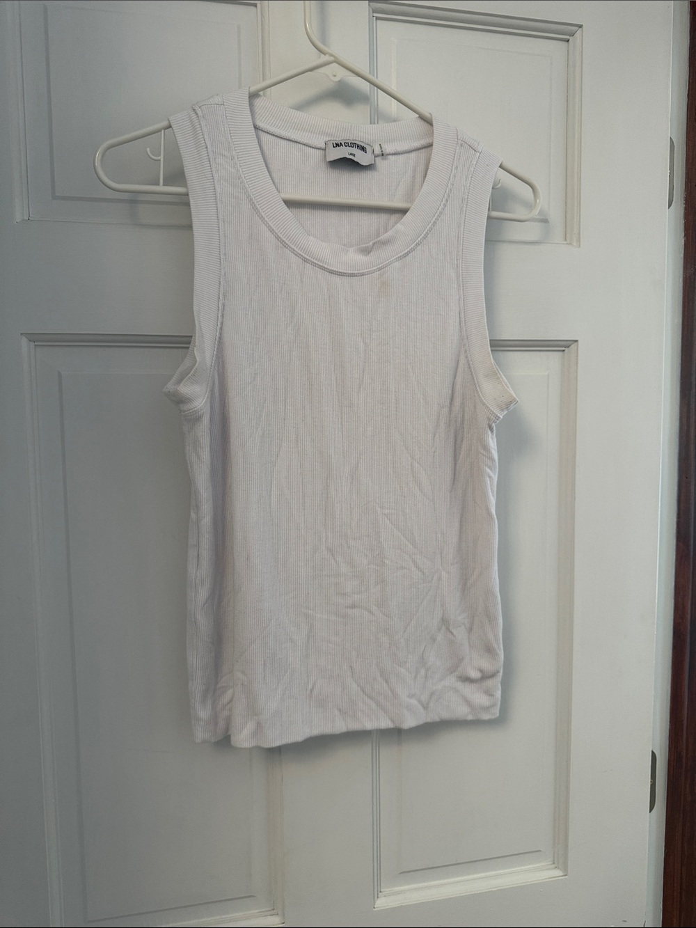 Dalia Collection Cream Ribbed Scoop Neck Tank